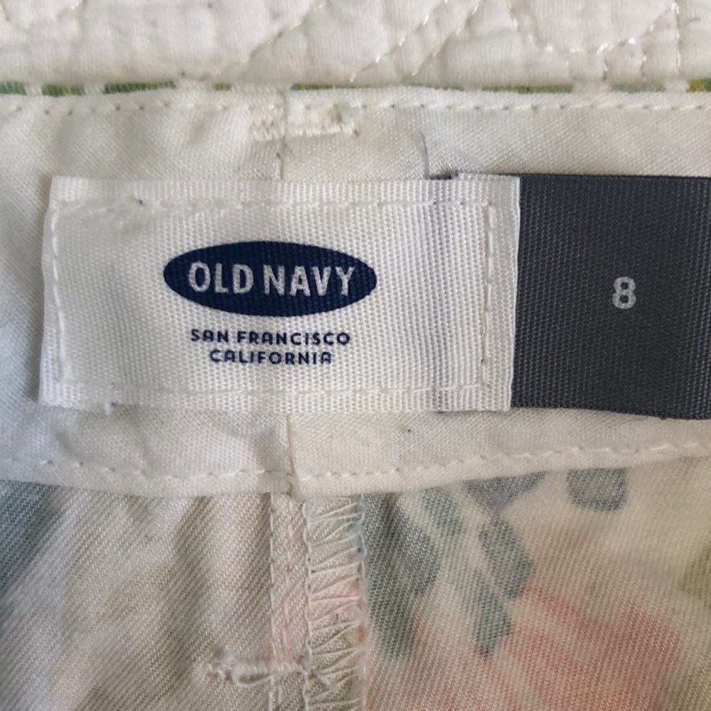 Old Navy Shorts Ocean Coral Reef Print Watercolor Floral Chino Shorts Size 8 - Picture 3 of 10